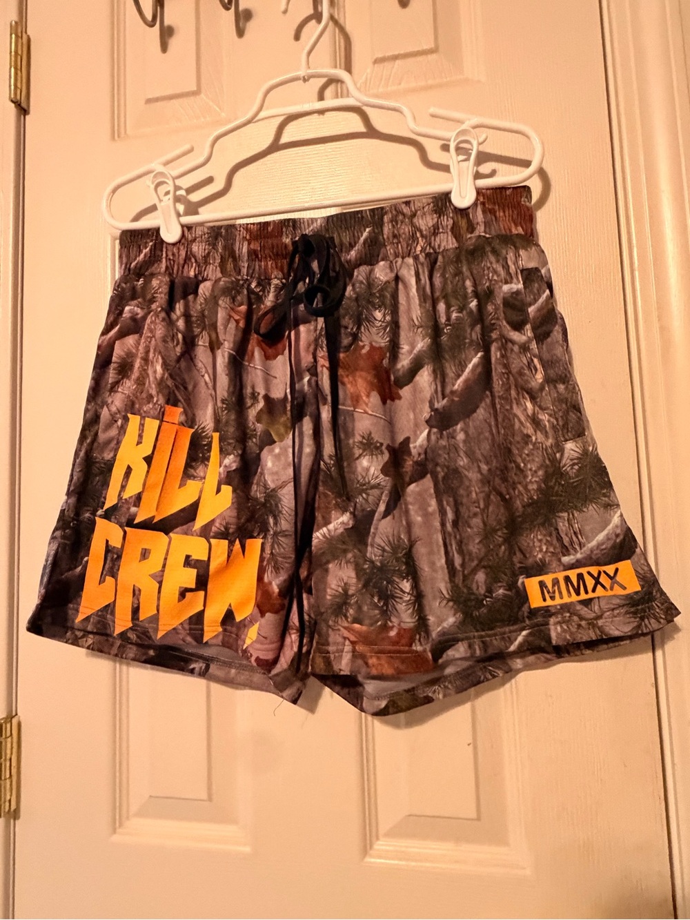 Kill Crew Women's Camouflage Athletic Shorts - Gray with Yellow Accents
